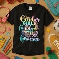 October Birthday Tie Die Kids T-Shirt thumb 3