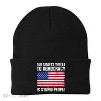 Our Biggest Threat To Democracy Is Stupid People Election Beanie thumb 0