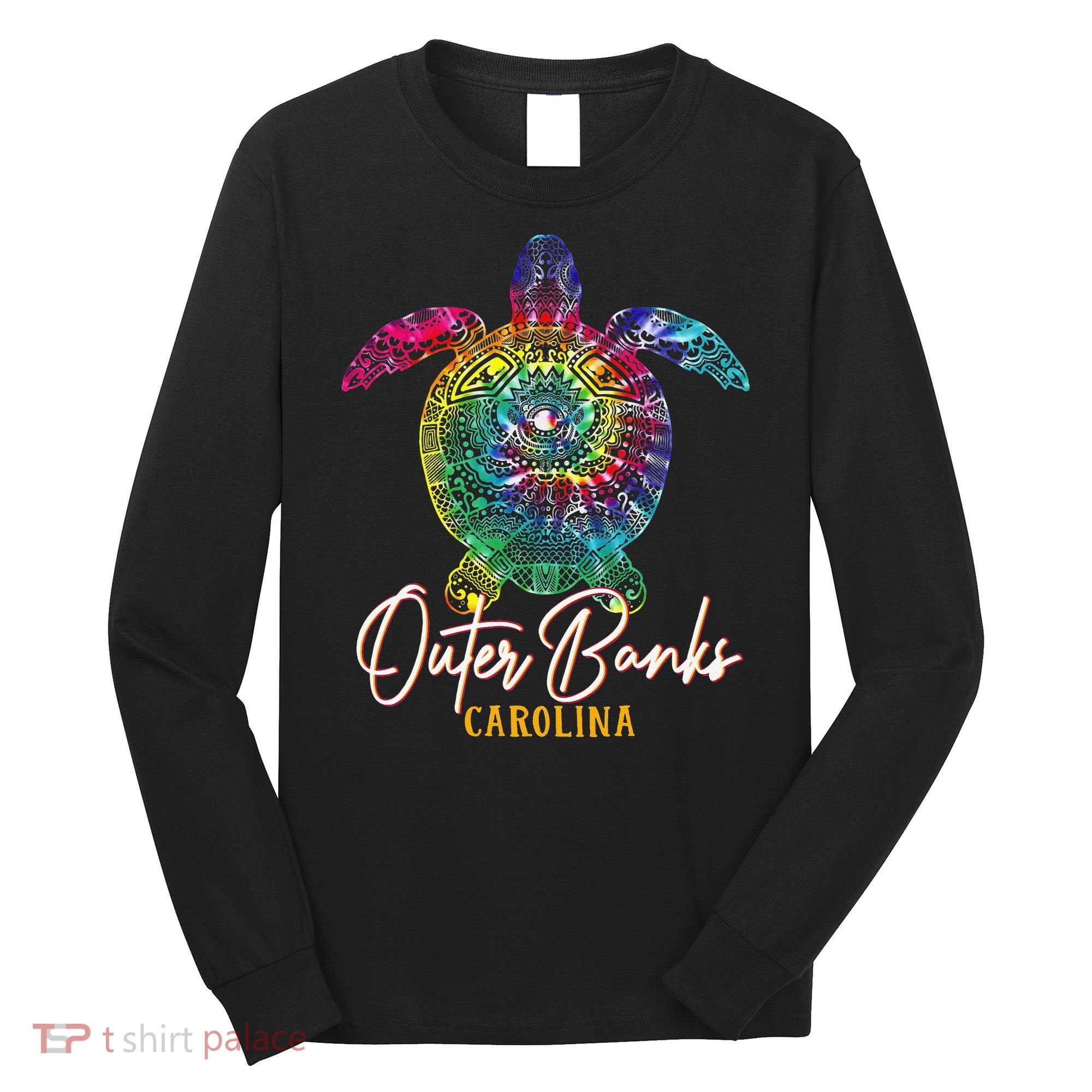 Outer Banks Tie Dye Sea Turtle Carolina Family Vacation Long Sleeve Shirt