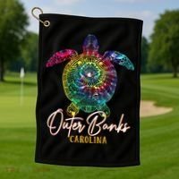 Outer Banks Tie Dye Sea Turtle Carolina Family Vacation Golf Towel thumb 1