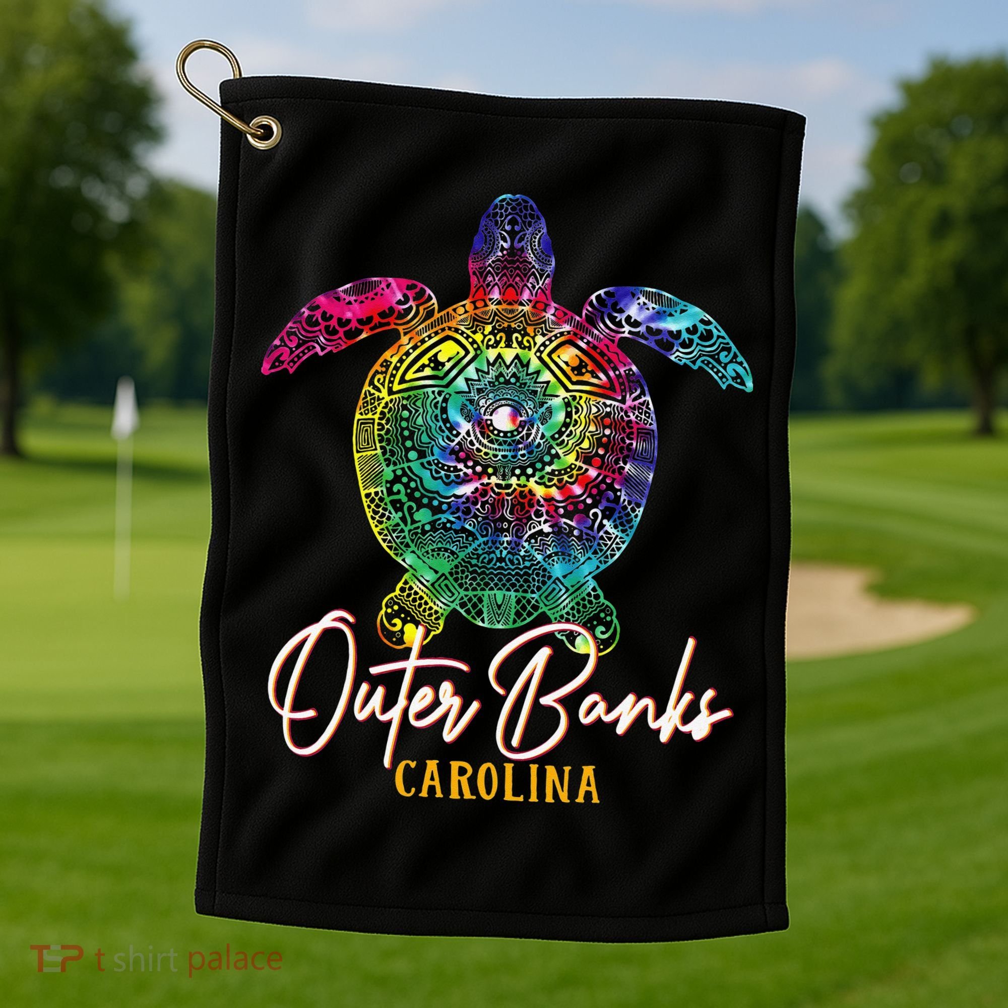 Outer Banks Tie Dye Sea Turtle Carolina Family Vacation Golf Towel