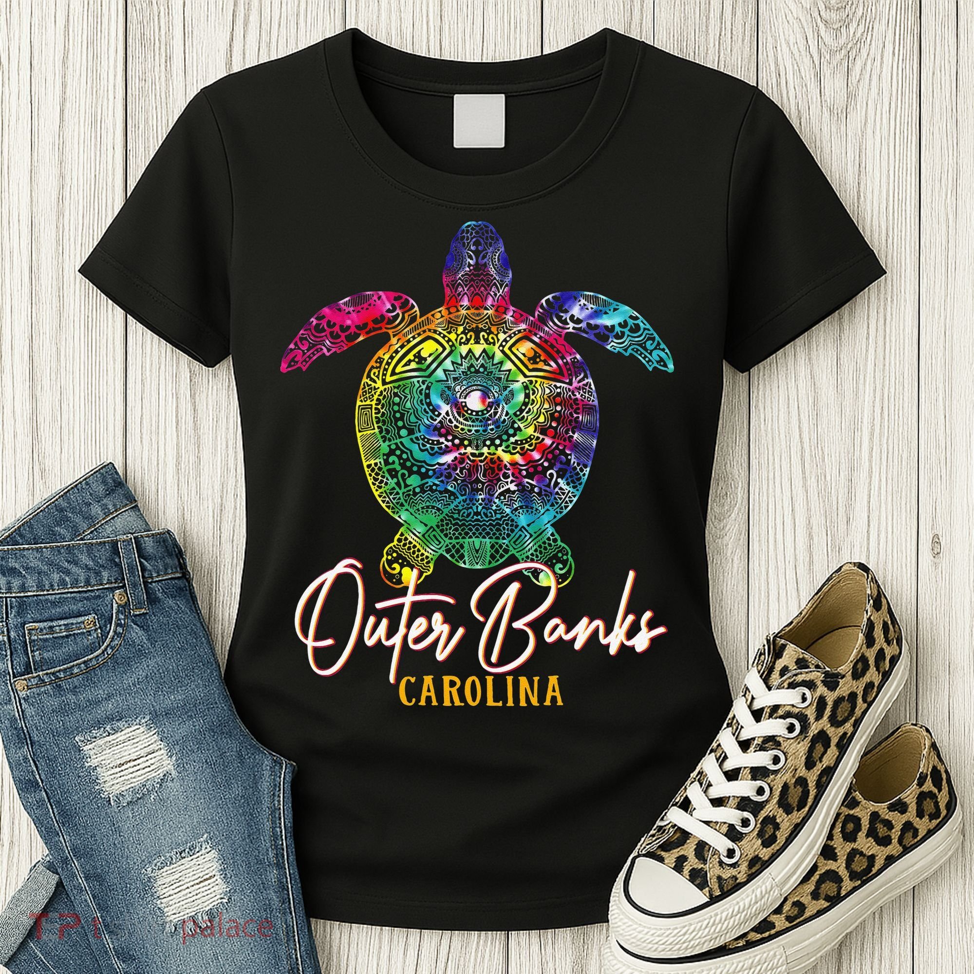 Outer Banks Tie Dye Sea Turtle Carolina Family Vacation Women's T-Shirt