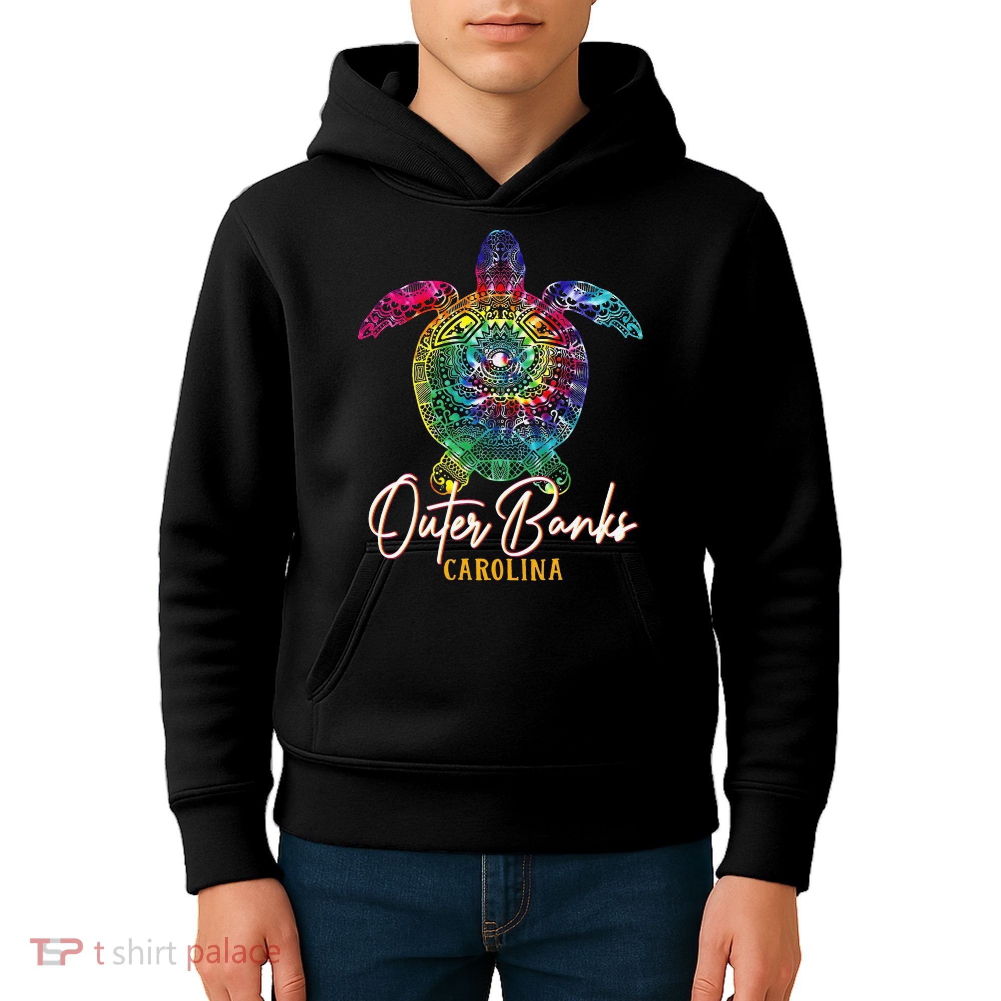 Outer Banks Tie Dye Sea Turtle Carolina Family Vacation Kids Hoodie