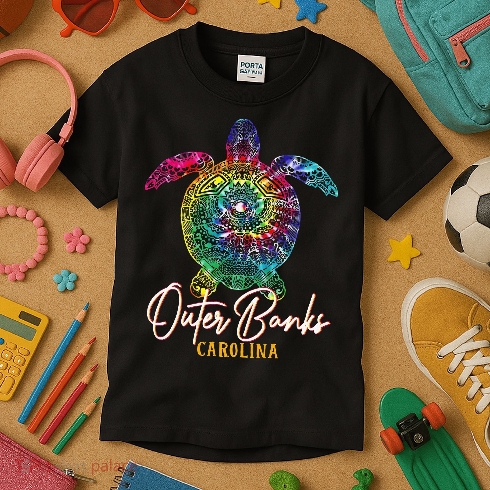 Outer Banks Tie Dye Sea Turtle Carolina Family Vacation Kids T-Shirt