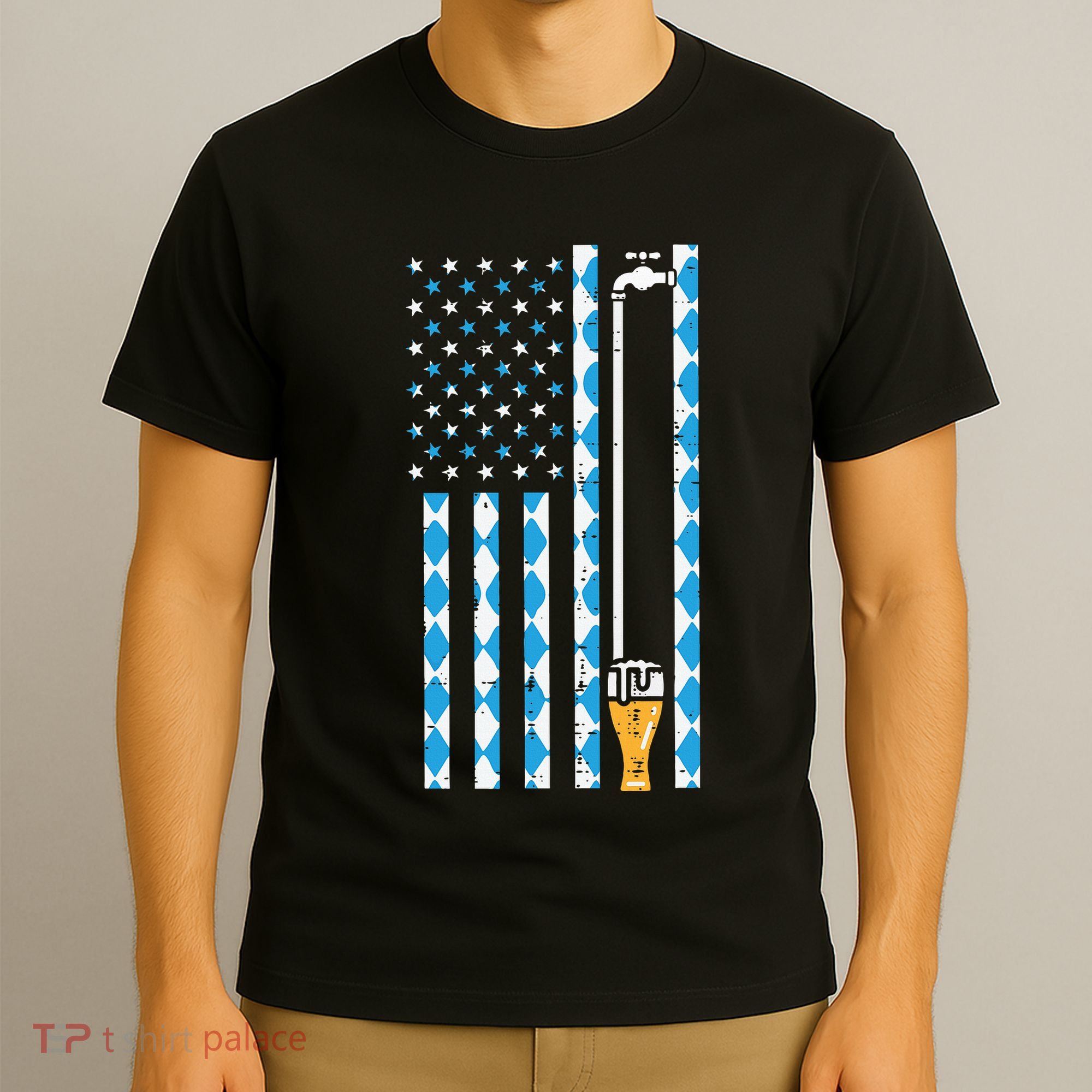 Oktoberfest Bavarian Us Flag German Costume T-Shirt