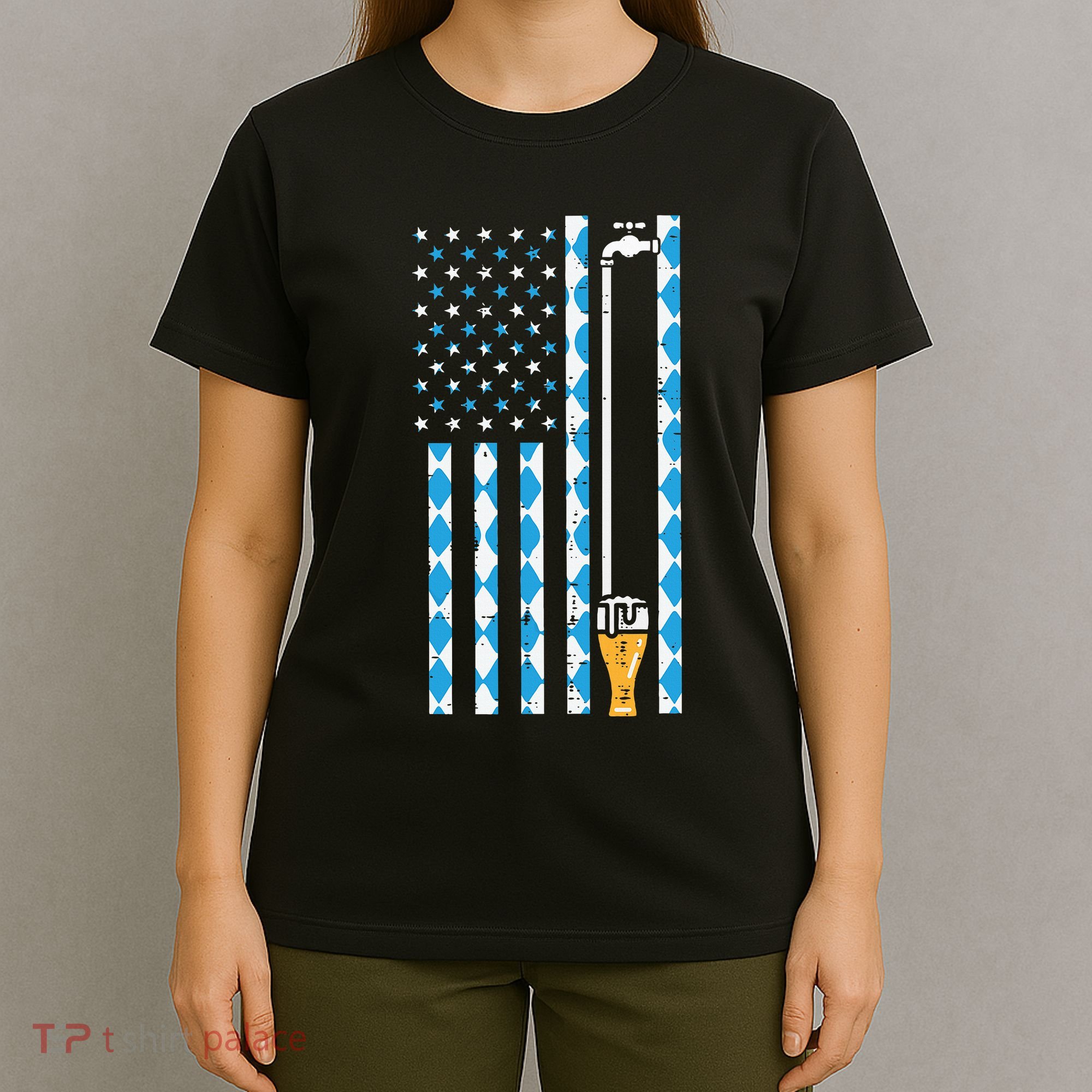 Oktoberfest Bavarian Us Flag German Costume T-Shirt