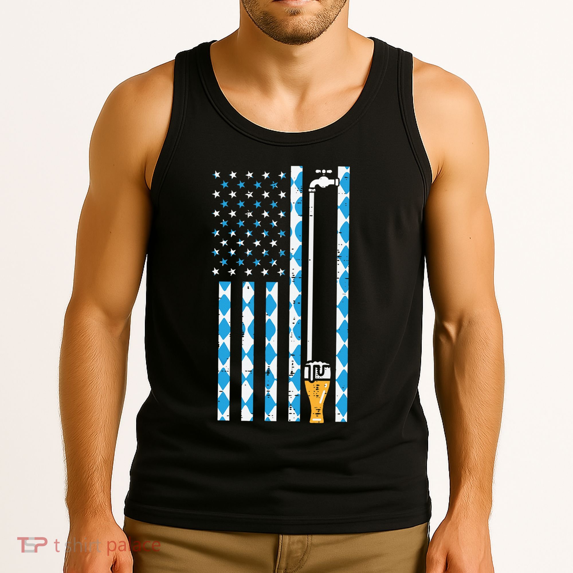 Oktoberfest Bavarian Us Flag German Costume Tank Top