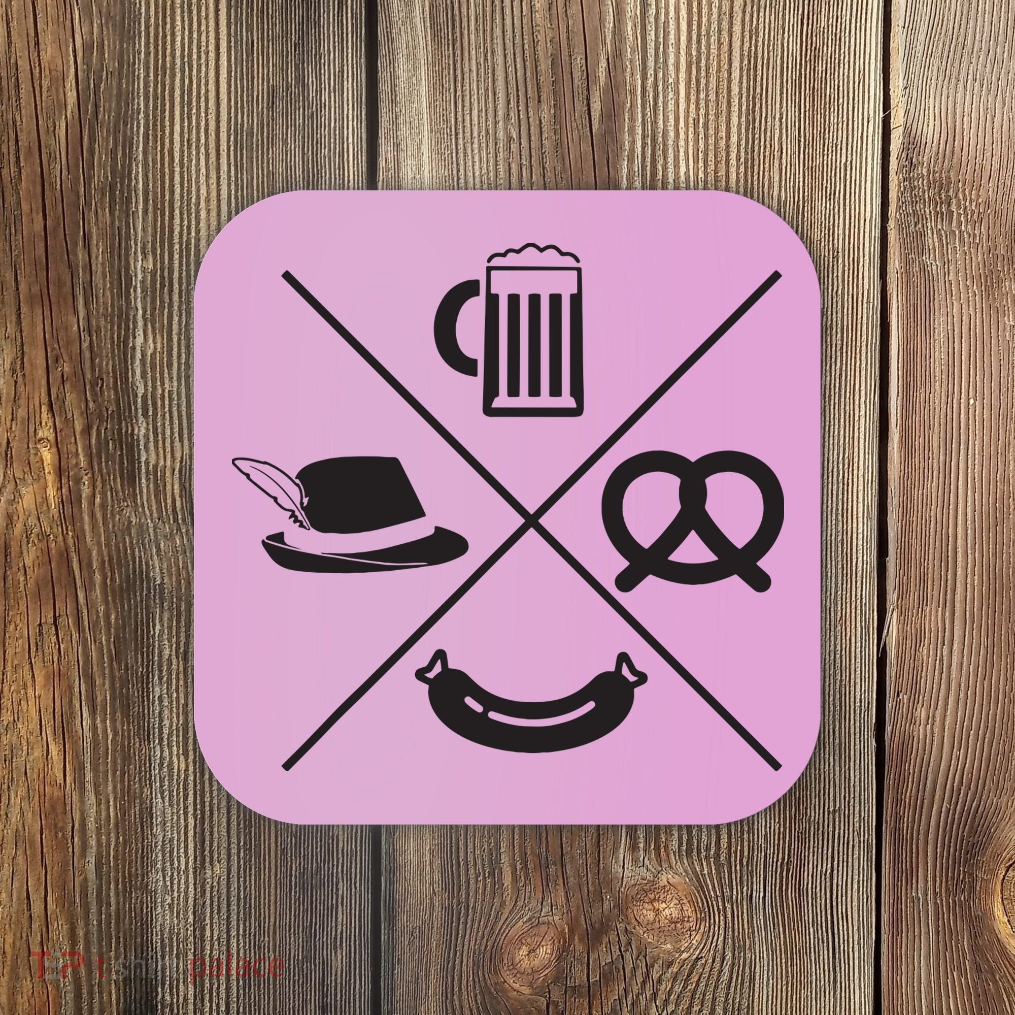 Oktoberfest Beer Wurst Pretzel Funny German Souvenir Gift Coaster