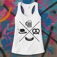 Oktoberfest Beer Wurst Pretzel Funny German Souvenir Gift Women's Tank Top thumb 3