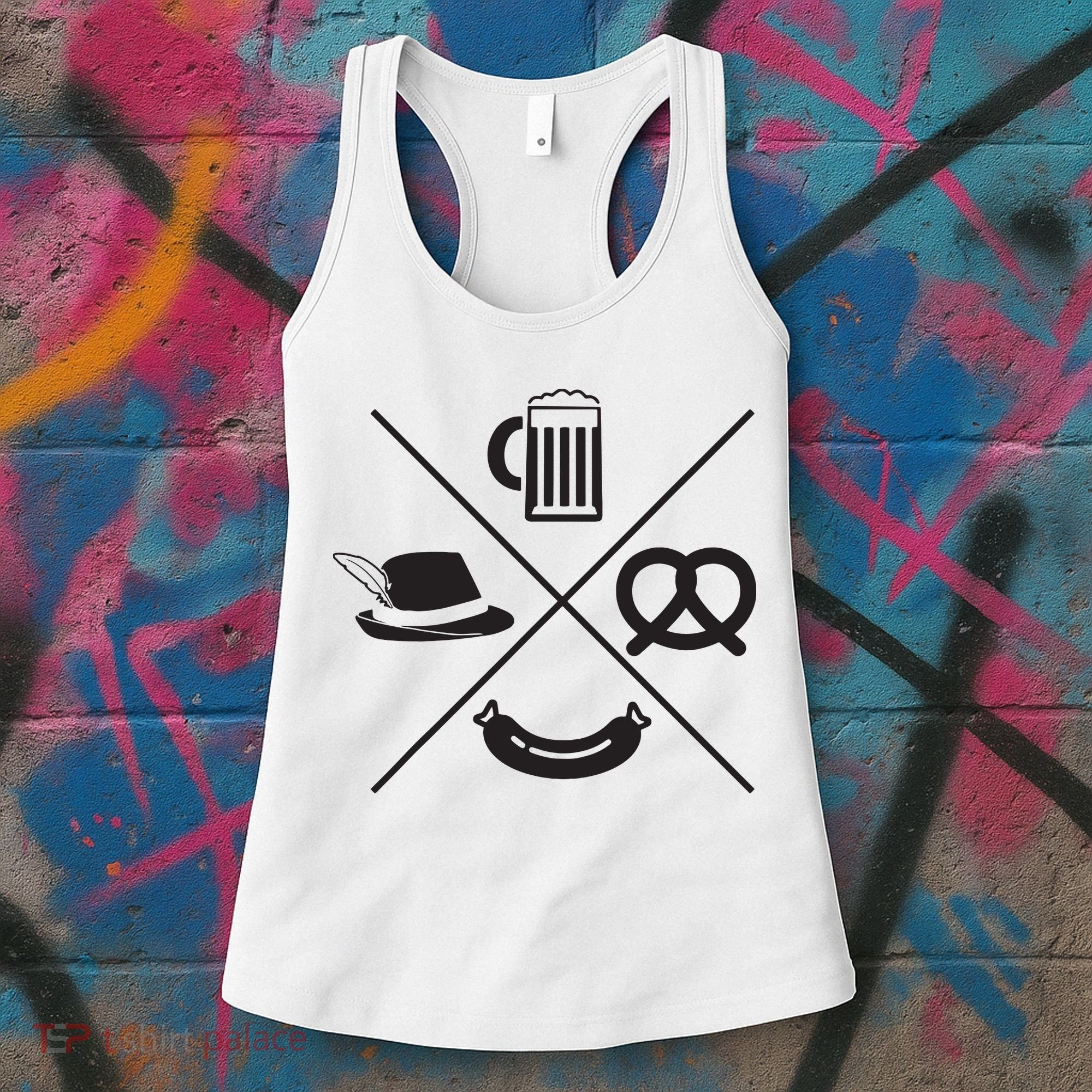 Oktoberfest Beer Wurst Pretzel Funny German Souvenir Gift Women's Tank Top