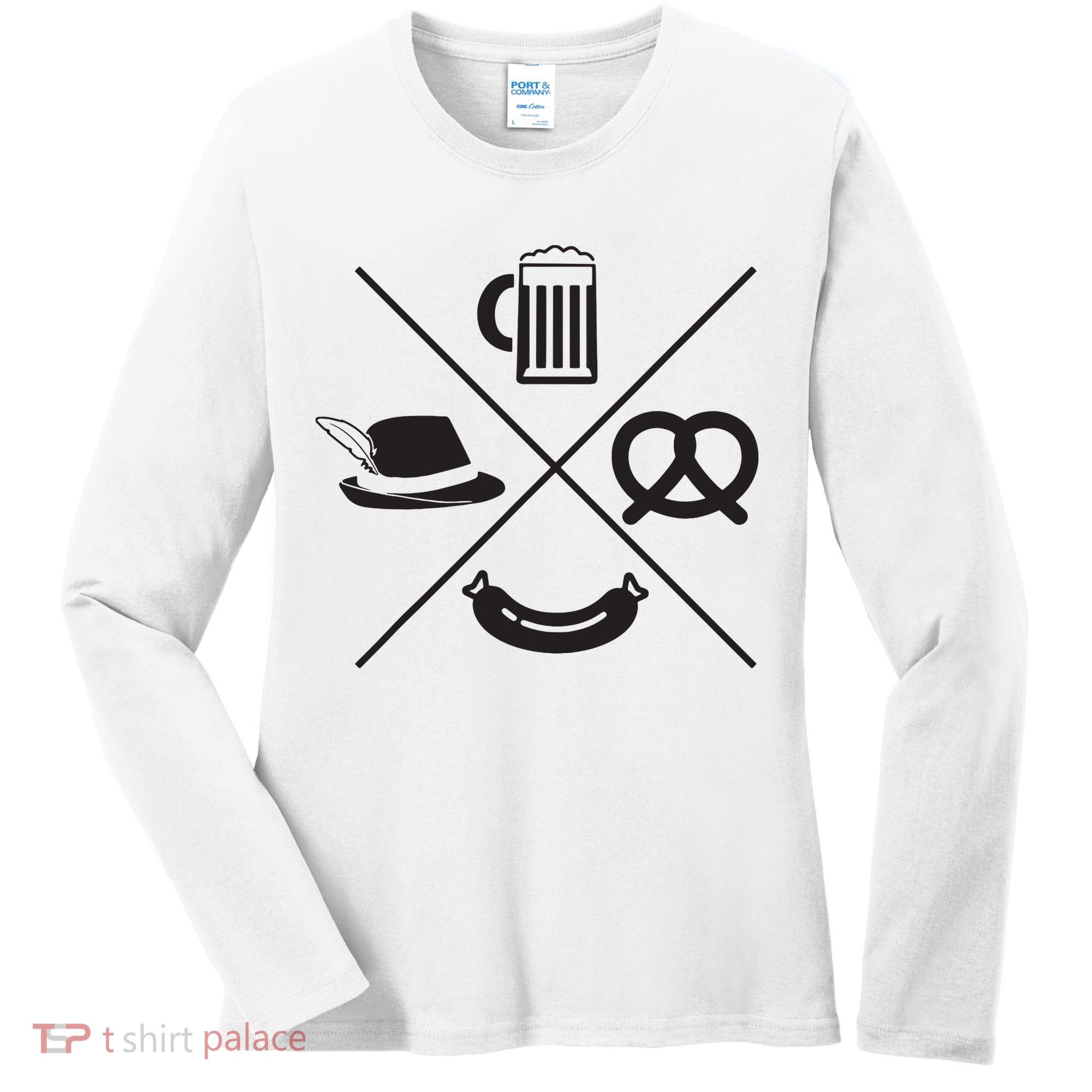 Oktoberfest Beer Wurst Pretzel Funny German Souvenir Gift Women's Long Sleeve Shirt
