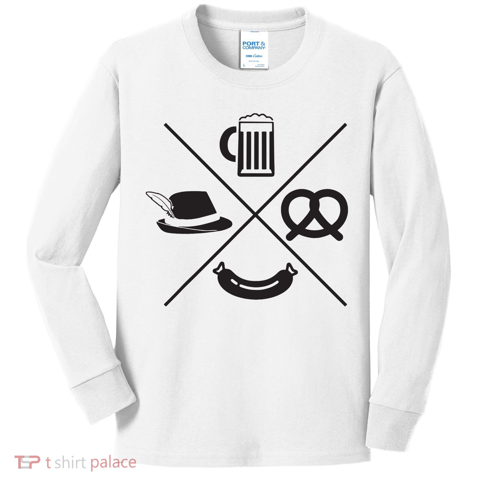 Oktoberfest Beer Wurst Pretzel Funny German Souvenir Gift Kids Long Sleeve Shirt