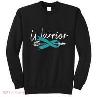 Ovarian Cancer Awareness Month Woman Teal Ribbon Warrior Sweatshirt thumb 0