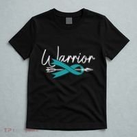 Ovarian Cancer Awareness Month Woman Teal Ribbon Warrior T-Shirt thumb 5