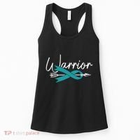 Ovarian Cancer Awareness Month Woman Teal Ribbon Warrior Women's Tank Top thumb 0