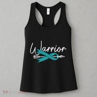 Ovarian Cancer Awareness Month Woman Teal Ribbon Warrior Women's Tank Top thumb 3