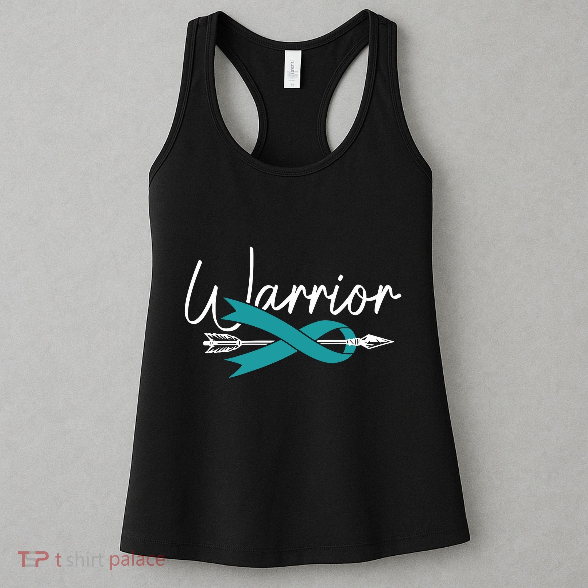 Ovarian Cancer Awareness Month Woman Teal Ribbon Warrior Women's Tank Top