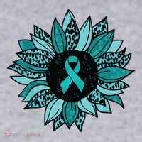 Ovarian Cancer Awareness Sunflower Teal Ribbon Leopard Women's Sweatshirt thumb 2