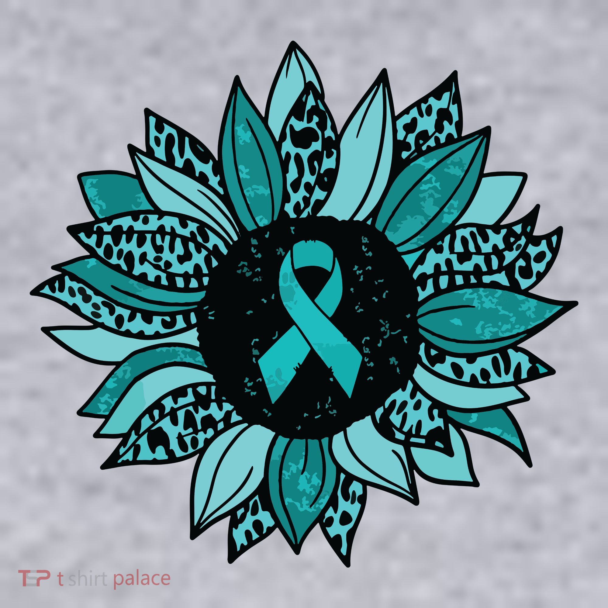Ovarian Cancer Awareness Sunflower Teal Ribbon Leopard Women's Sweatshirt