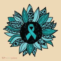 Ovarian Cancer Awareness Sunflower Teal Ribbon Leopard Tote Bag thumb 4