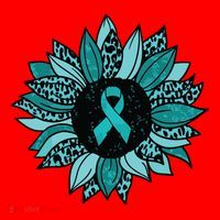 Ovarian Cancer Awareness Sunflower Teal Ribbon Leopard Santa Hat thumb 1