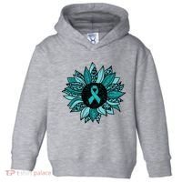 Ovarian Cancer Awareness Sunflower Teal Ribbon Leopard Toddler Hoodie thumb 0
