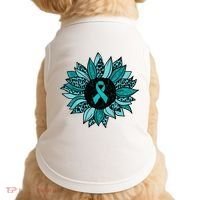 Ovarian Cancer Awareness Sunflower Teal Ribbon Leopard Doggie Tank thumb 0