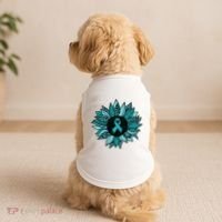 Ovarian Cancer Awareness Sunflower Teal Ribbon Leopard Doggie Tank thumb 2