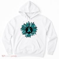 Ovarian Cancer Awareness Sunflower Teal Ribbon Leopard Hoodie thumb 0
