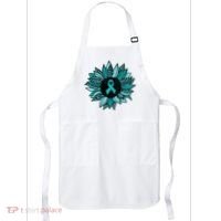 Ovarian Cancer Awareness Sunflower Teal Ribbon Leopard Apron thumb 0