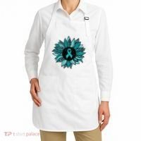 Ovarian Cancer Awareness Sunflower Teal Ribbon Leopard Apron thumb 2