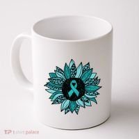 Ovarian Cancer Awareness Sunflower Teal Ribbon Leopard Coffee Mug thumb 0