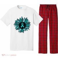 Ovarian Cancer Awareness Sunflower Teal Ribbon Leopard Pajama Set thumb 0