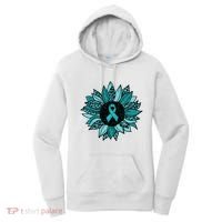 Ovarian Cancer Awareness Sunflower Teal Ribbon Leopard Women's Hoodie thumb 0