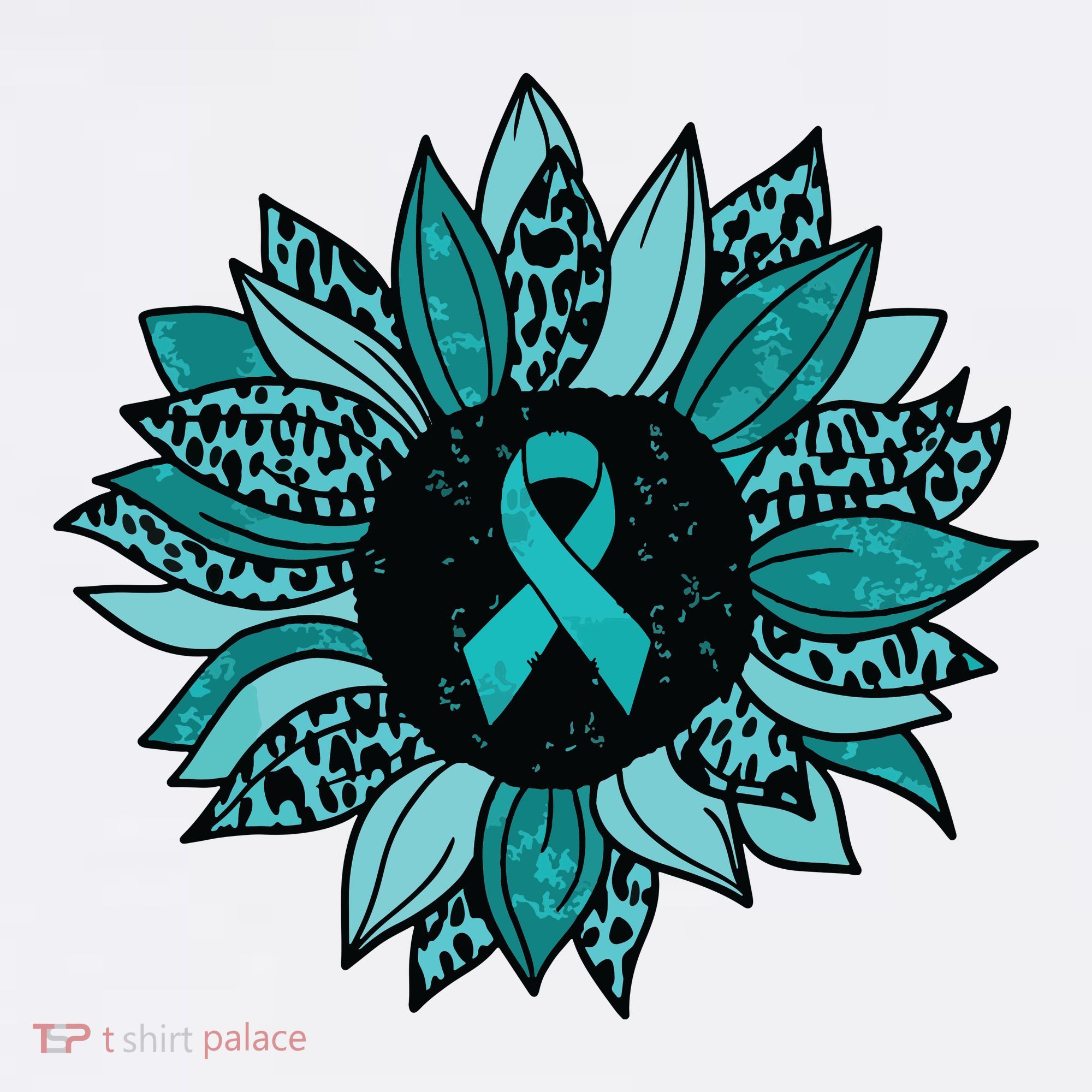 Ovarian Cancer Awareness Sunflower Teal Ribbon Leopard Women's Hoodie