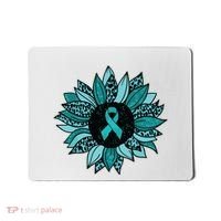 Ovarian Cancer Awareness Sunflower Teal Ribbon Leopard Mousepad thumb 0