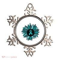 Ovarian Cancer Awareness Sunflower Teal Ribbon Leopard Ornament thumb 0