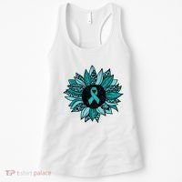 Ovarian Cancer Awareness Sunflower Teal Ribbon Leopard Women's Tank Top thumb 0