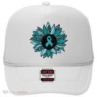 Ovarian Cancer Awareness Sunflower Teal Ribbon Leopard Hat thumb 0
