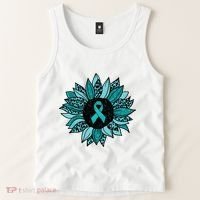 Ovarian Cancer Awareness Sunflower Teal Ribbon Leopard Tank Top thumb 2