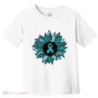 Ovarian Cancer Awareness Sunflower Teal Ribbon Leopard Toddler T-Shirt thumb 0