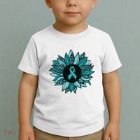 Ovarian Cancer Awareness Sunflower Teal Ribbon Leopard Toddler T-Shirt thumb 2