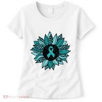 Ovarian Cancer Awareness Sunflower Teal Ribbon Leopard Women's T-Shirt thumb 0