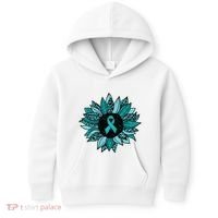Ovarian Cancer Awareness Sunflower Teal Ribbon Leopard Kids Hoodie thumb 0