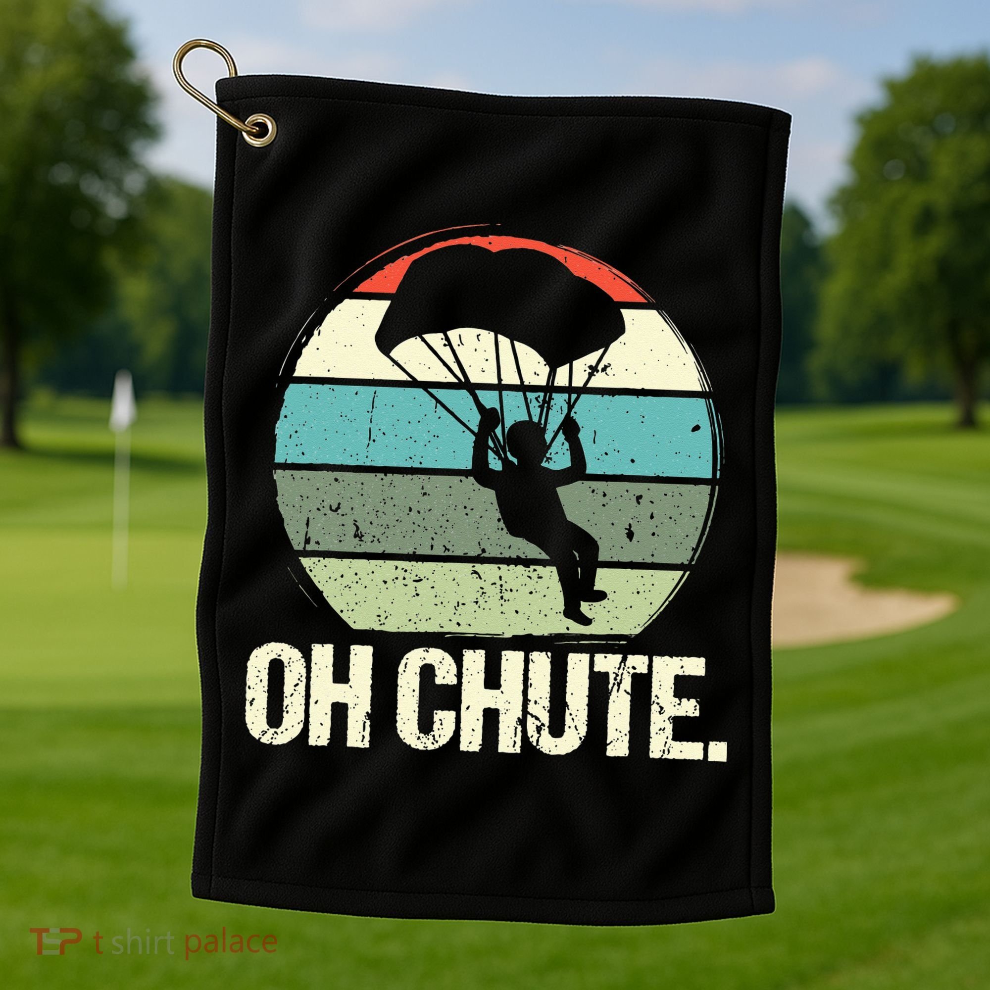 Oh Chute as a Funny Skydiving Golf Towel