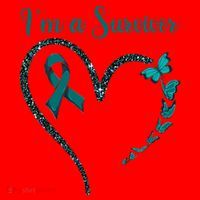 Ovarian Cancer Awareness  I’M A Survivor Teal Ribbon Santa Hat thumb 1