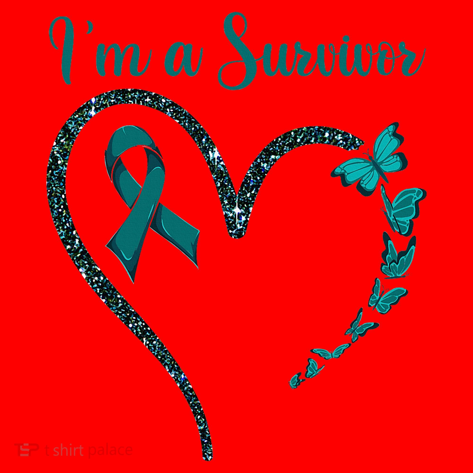 Ovarian Cancer Awareness  I’M A Survivor Teal Ribbon Santa Hat