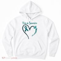 Ovarian Cancer Awareness  I’M A Survivor Teal Ribbon Hoodie thumb 0