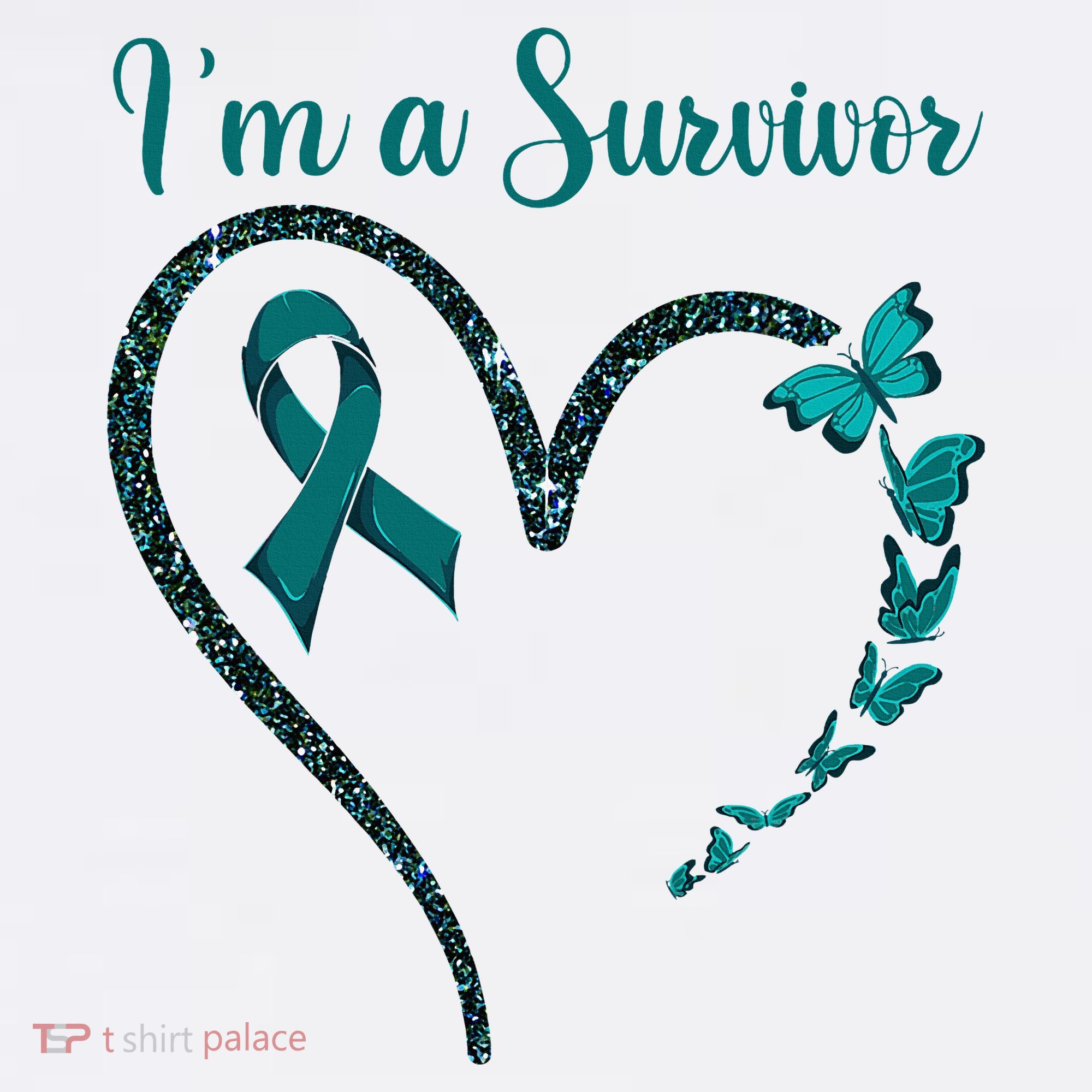 Ovarian Cancer Awareness  I’M A Survivor Teal Ribbon Long Sleeve Shirt