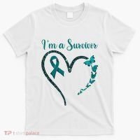 Ovarian Cancer Awareness  I’M A Survivor Teal Ribbon T-Shirt thumb 0